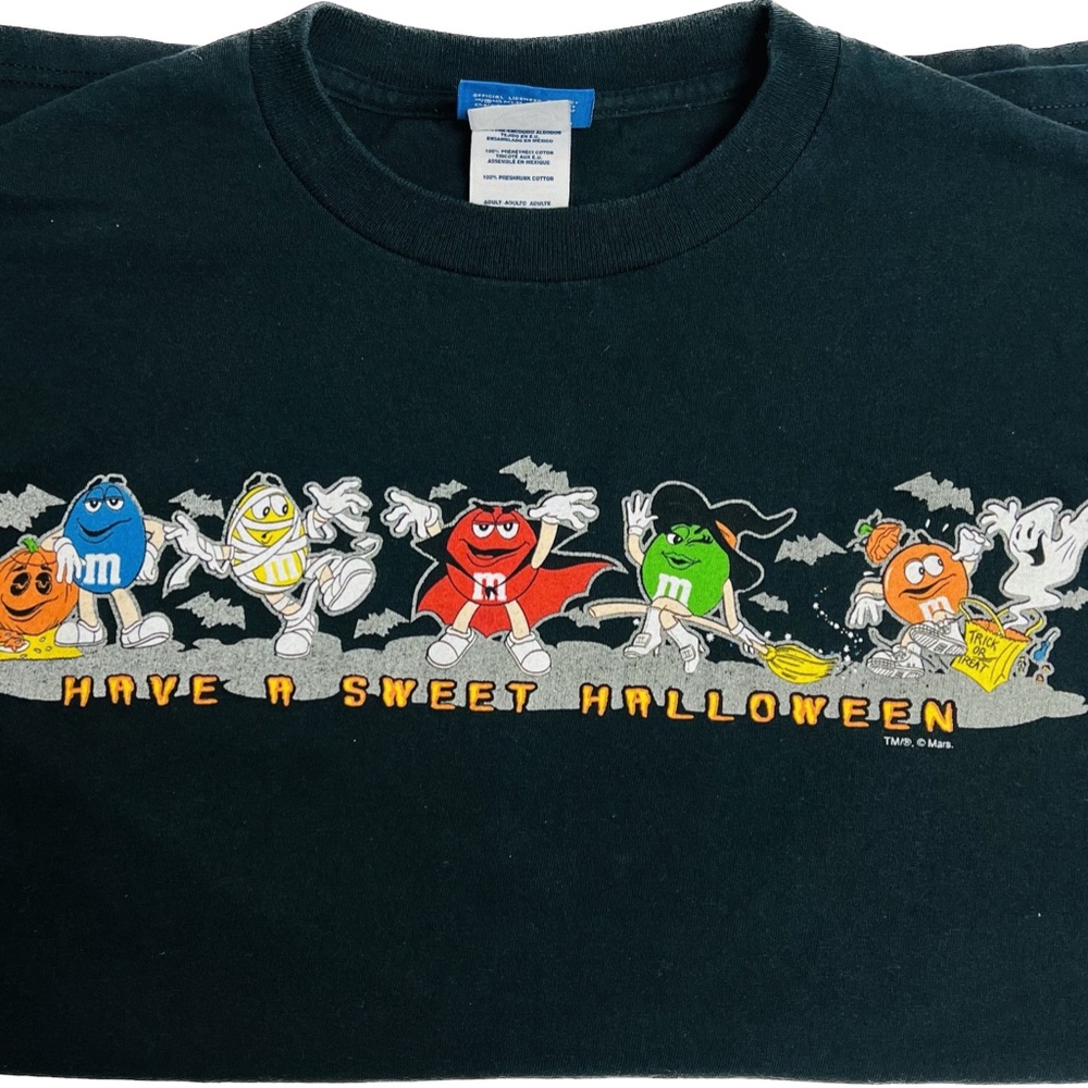 M&M Mars T-shirt Halloween Large Black "Have A Sweet Halloween" Vintage Rare Tee